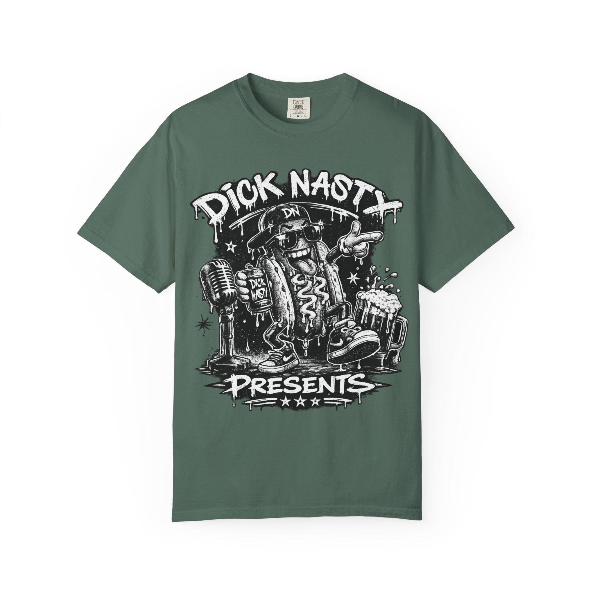 Graphic T-Shirt — 'Dick Nasty Presents' Retro Microphone Design with Bold Back Text: "If Common Sense Was Common... I Wouldn't Have [...]