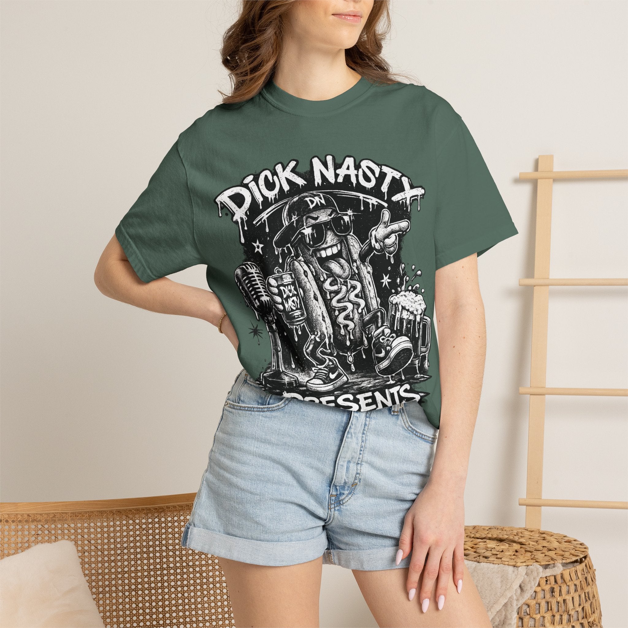 Graphic T-Shirt — 'Dick Nasty Presents' Retro Microphone Design with Bold Back Text: "If Common Sense Was Common... I Wouldn't Have [...]