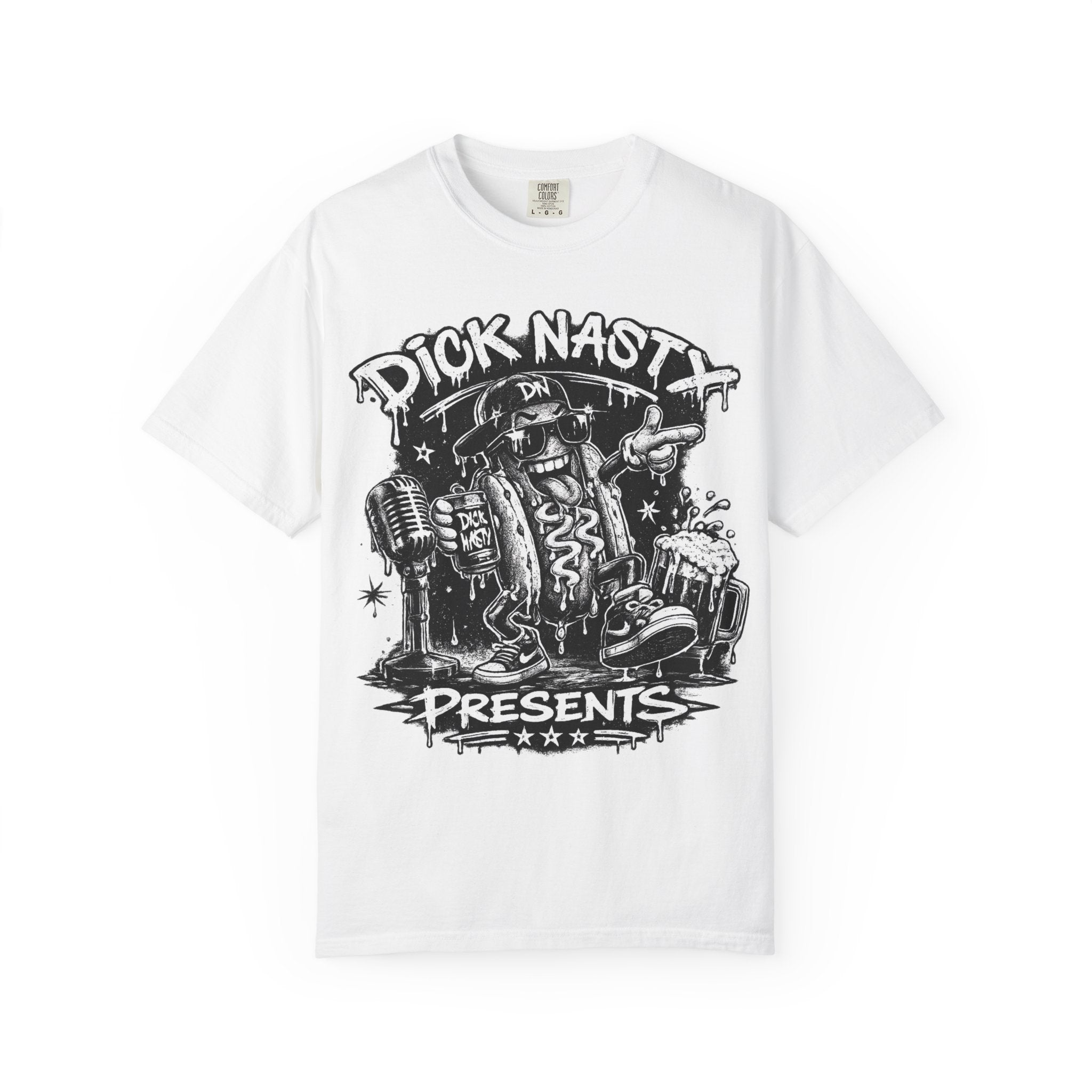 Graphic T-Shirt — 'Dick Nasty Presents' Retro Microphone Design with Bold Back Text: "If Common Sense Was Common... I Wouldn't Have [...]