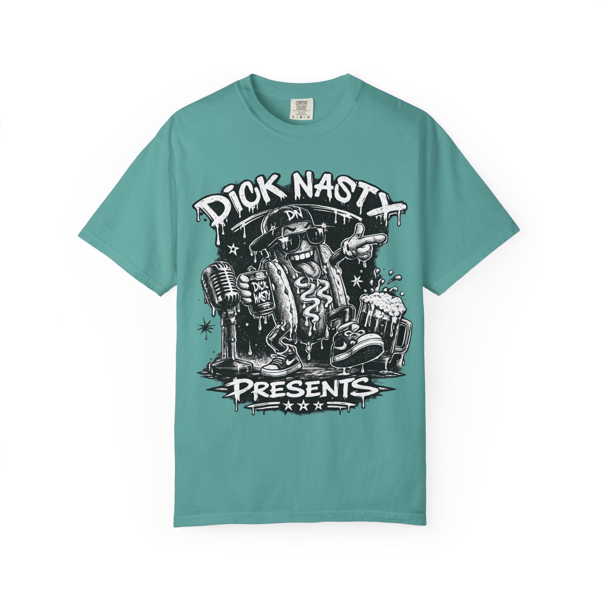 Graphic T-Shirt — 'Dick Nasty Presents' Retro Microphone Design with Bold Back Text: "If Common Sense Was Common... I Wouldn't Have [...]