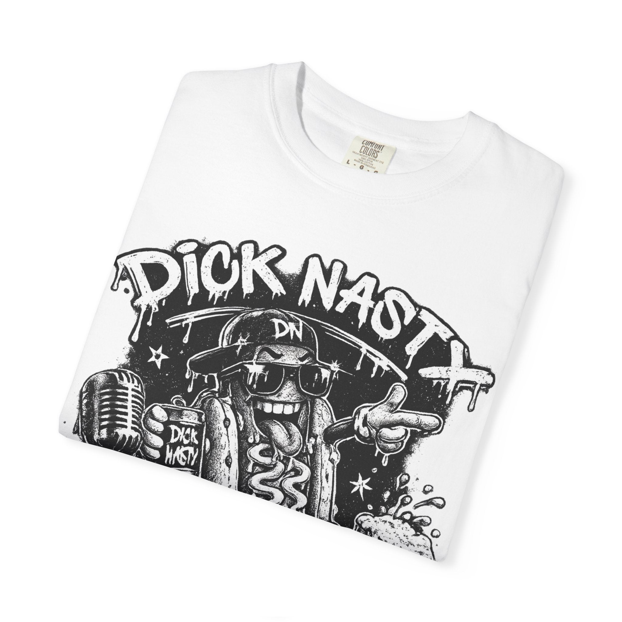 Graphic T-Shirt — 'Dick Nasty Presents' Retro Microphone Design with Bold Back Text: "If Common Sense Was Common... I Wouldn't Have [...]