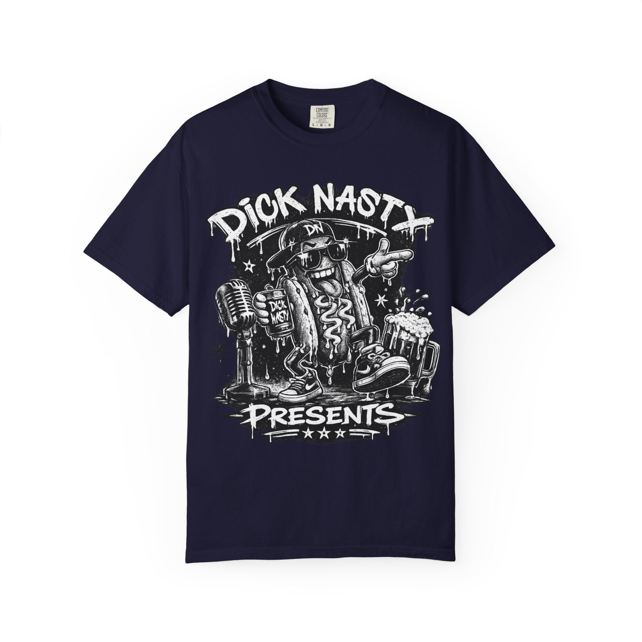 Graphic T-Shirt — 'Dick Nasty Presents' Retro Microphone Design with Bold Back Text: "If Common Sense Was Common... I Wouldn't Have [...]