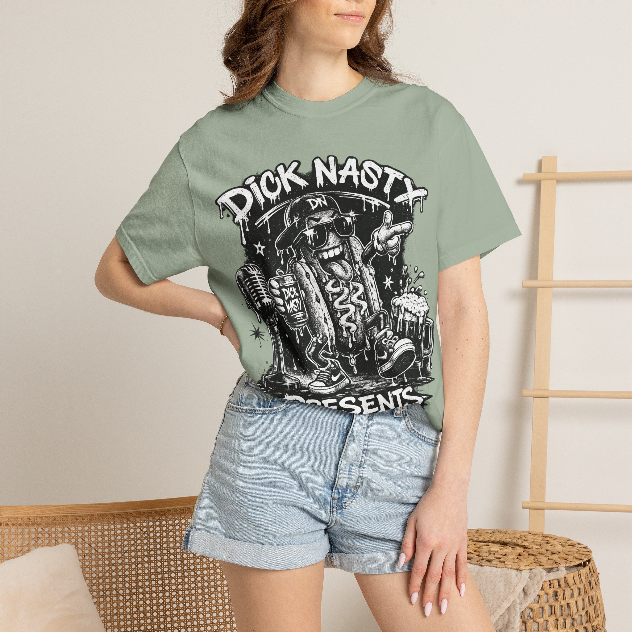 Graphic T-Shirt — 'Dick Nasty Presents' Retro Microphone Design with Bold Back Text: "If Common Sense Was Common... I Wouldn't Have [...]