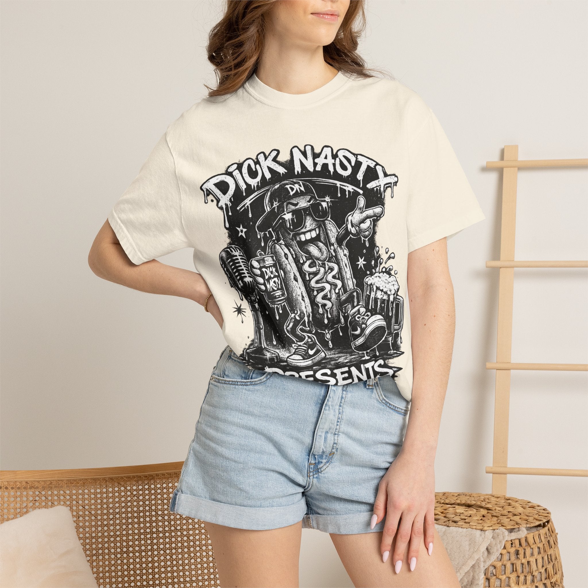 Graphic T-Shirt — 'Dick Nasty Presents' Retro Microphone Design with Bold Back Text: "If Common Sense Was Common... I Wouldn't Have [...]