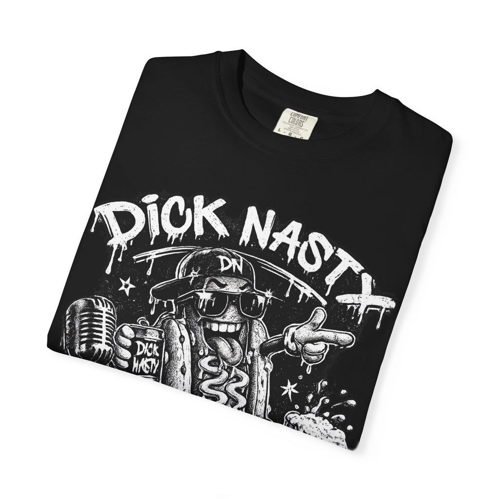 Graphic T-Shirt — 'Dick Nasty Presents' Retro Microphone Design with Bold Back Text: "If Common Sense Was Common... I Wouldn't Have [...]