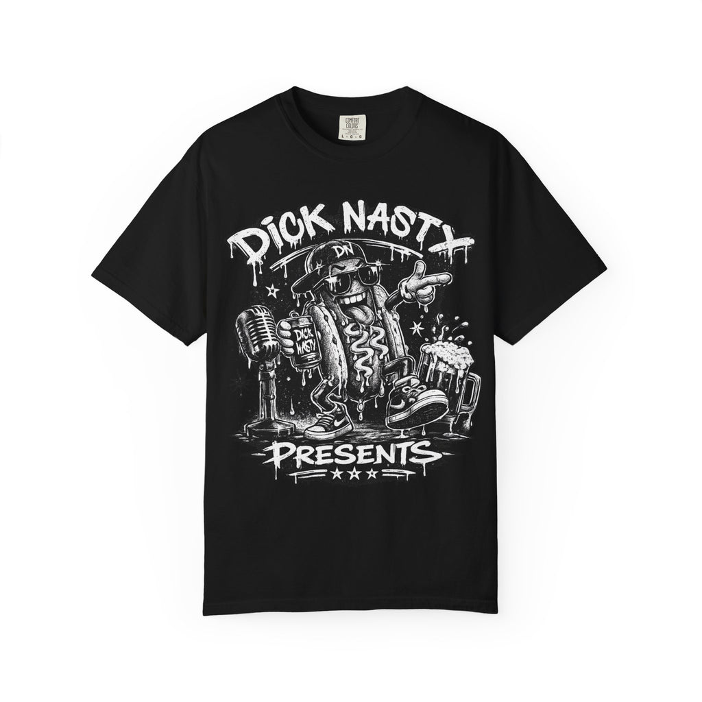 Graphic T-Shirt — 'Dick Nasty Presents' Retro Microphone Design with Bold Back Text: "If Common Sense Was Common... I Wouldn't Have [...]
